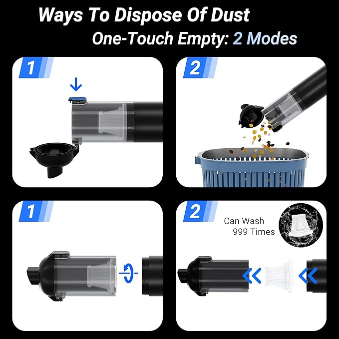 PPN Portable Car Vacuum Cordless 20000PA High Power Handheld Vacuum Cleaner for Car, Mini Rechargeable Wireless Vacuum for Car Detailing, Truck, Desktop, Home Tech Gifts for Men