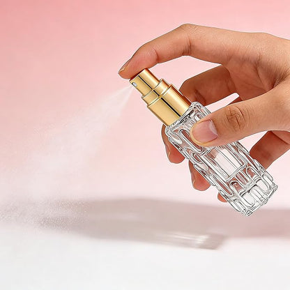 6 Pack Glass Bottles, 3×10ml Roller Bottles & 3×10ml Fine Mist Spray Bottles, Refillable Travel Containers for Essential Oils, Perfume, Liquids (Gold Caps)