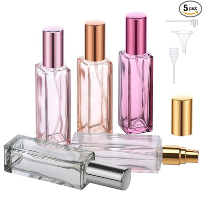 Segbeauty Perfume Travel Refillable, 5 Pack 20ml Atomizer Sprayer, Portable Travel Size Bottles, Cologne Spray Empty Fine Mist Container for Fragrance