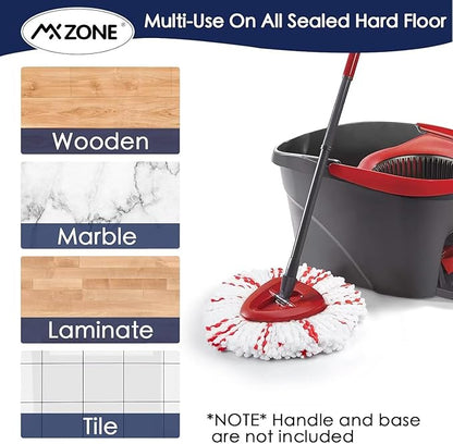 Spin Mop Replacement Heads Compatible with O-Cedar EasyWring 1-Tank System - Microfiber Mop Head Refills for Deep Floor Cleaning, Scrub Pad for Tile Hardwood Kitchen, 3Pack