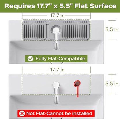 18 Inch Silicone Faucet Mat for Kitchen Sink Splash Guard – 2025 Upgraded Draining Mat with Water Tray Behind Faucet – Countertop Protectors to Catch Spills (Gray, 17.7" x 5.5")