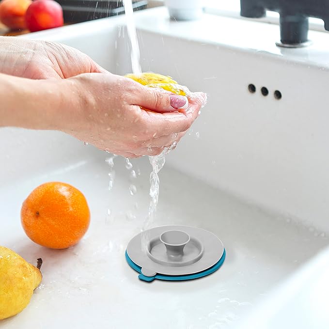 OGGI Silicone Sink Strainer & Stopper Set- Great Kitchen Sink Strainer, Silicone Drain Stopper, Sink Drain Strainer, Sink Plug 4.6˝ Diameter Rim, Turquoise