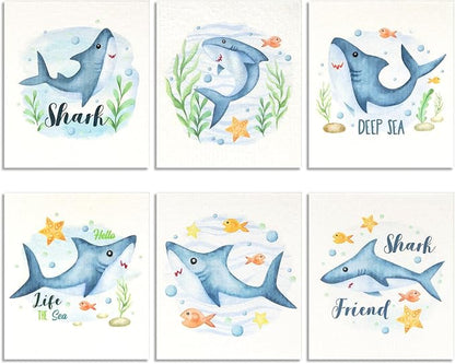 Swedish Dishcloths for Kitchen | 6 Pack Floral Reusable Paper Towels Washable | Swedish Dish Towels | Non-Scratch Cellulose Sponge Cloths | No Odor, Biodegradable Cleaning Cloths, Shark