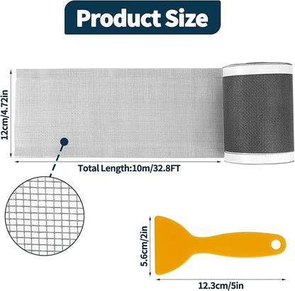 4.7 Inch x 33 FT Disposable Shower Drain Screen Self-Adhesive Stickers, with Cleaning Shovel, Showers Drain Hair Catcher, Shower Drain Mesh Stickers for Bathroom Kitchen Sink