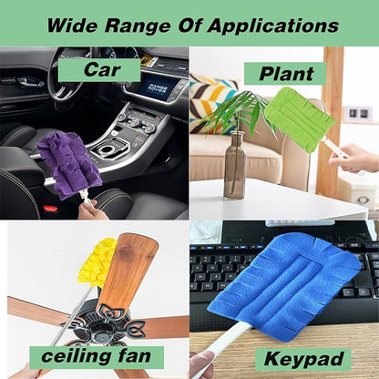 14 Pcs Duster Refill Fleece Refills for Swiffer, Hand Dusters Cleaning Reusable Duster Pads for Ceiling Fan, Washable Dusters for Window, Sofa and Flooring, Rainbow Colors