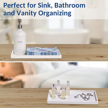 Spacewiser Countertop and Vanity Tray - 11.7" Silicone Bathroom Tray Countertop, Dish Soap Trays for Kitchen Counter, Bathroom Counter Organizer Accessories Caddy, Shower Trays Makeup Mat Oil, White