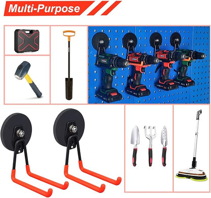 Strong Utility Magnetic Hooks,Anti-Slip Coated Large Magnetic Hooks Heavy Duty No Drilling Garage Organizer Magnet Hooks for Hanging Garden Hoses