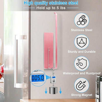 Paper Towel Holder, Toilet Paper Roll Holder Magnetic Towel Rack Wall Mount Fridge Organizer Shelf for Towels Rolls Bar Bathroom Toilet Pantry RV Essentials Kitchen Organizers and Storage Pink