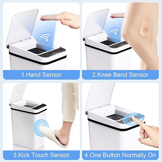 Anborry Bathroom Smart Touchless Trash Can 2.2 Gallon Automatic Motion Sensor Rubbish Can with Lid Electric Narrow Small Garbage Bin for Kitchen, Office, Living Room, Toilet, Bedroom, RV