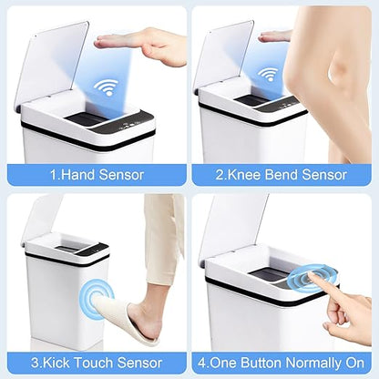 Anborry Bathroom Smart Touchless Trash Can 2.2 Gallon Automatic Motion Sensor Rubbish Can with Lid Electric Narrow Small Garbage Bin for Kitchen, Office, Living Room, Toilet, Bedroom, RV