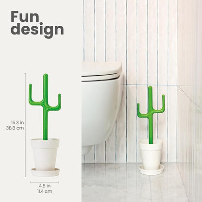 Vigar Cactus Toilet Brush and Holder Set - Toilet Bowl Brush with Cactus Handle, Decorative Bathroom Cleaning Brush with Planter Base Saucer, Cute Toilet Brush for Bathroom Accessories Decor