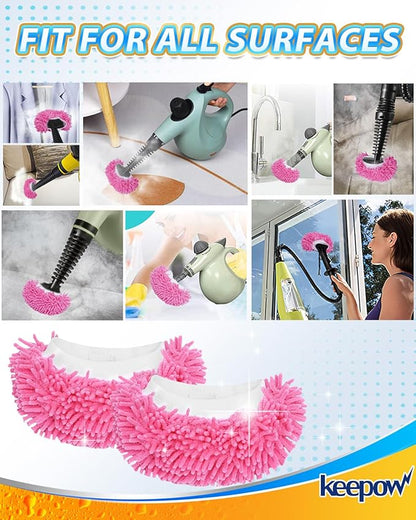 KEEPOW 10 Pack Steam Cleaner Attachments for Most Handheld Steam Cleaner Microfiber Cloths Cover Compatible with Bissell Steam Shot Omni/Wagner/McCulloch/Phueut Steam Cleaner Accessories
