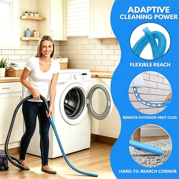 Dryer Vent Cleaner Kit Dryer Lint Vac Vacuum Hose Attachment Cleaning Hose Lint Trap Cleaning Tool and Brush 2 pieces