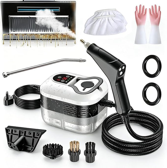 2500w Handheld High-Temperature Pressurized Steam Cleaner, 2026 Upgraded Portable High Pressure Steam Cleaner, 2500watt Handheld Steam Cleaner for Kitchen, Bathroom, Furniture, Car (Upgraded-White)