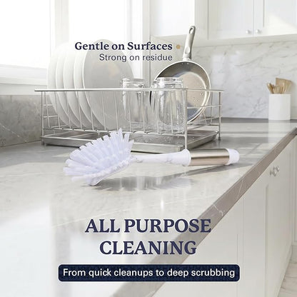 Farberware Dish Brush with Handle – 2 Pack Kitchen Scrub Brush for Dishes, Non-Scratch Dishwashing Brush Set with Firm Bristles for Pots, Pans, & Sink, Long Handles for Everyday Cleaning