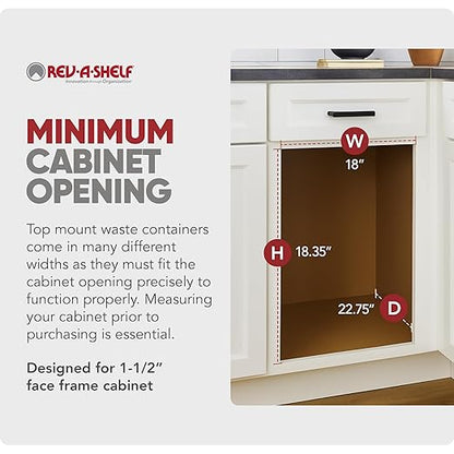 Rev-A-Shelf Top Mount Double Pullout Under Cabinet 35 Quart Kitchen Trash Cans with 150 Pound Rated Full-Extension Slides, 4WCTM-21DM2