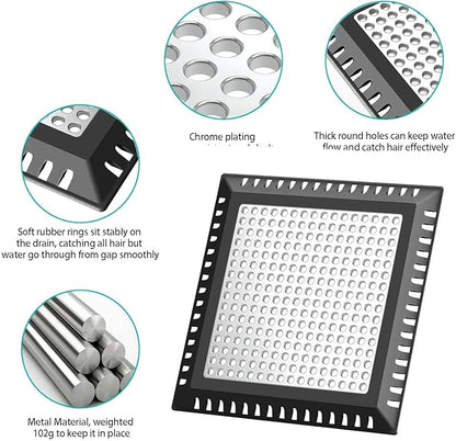 Shower Drain Hair Catcher/Drain Strainer/Shower Drain Cover for Bathroom Floor Drain, Stainless Steel and Silicone (Patented Product)