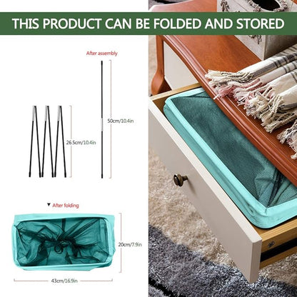 Slim Rolling Laundry Basket with wheel, IHOMAGIC Rectangle Storage Hamper - Thin Laundry Basket Corner Fittable Laundry Bin Flexible handle Laundry Sorter For Dormitory, Hotel, 39x18.5x58cm 41L, Blue