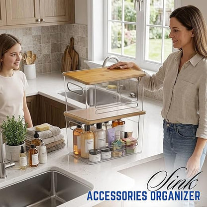 Acrylic Trash Bag Dispenser, Stackable Garbage Bag Organizer & Holder Dispenser, Clear Trash Bag Organizer for Under Sink, Kitchen Drawer Storage, Dishwasher Pods Container & Bag Holder