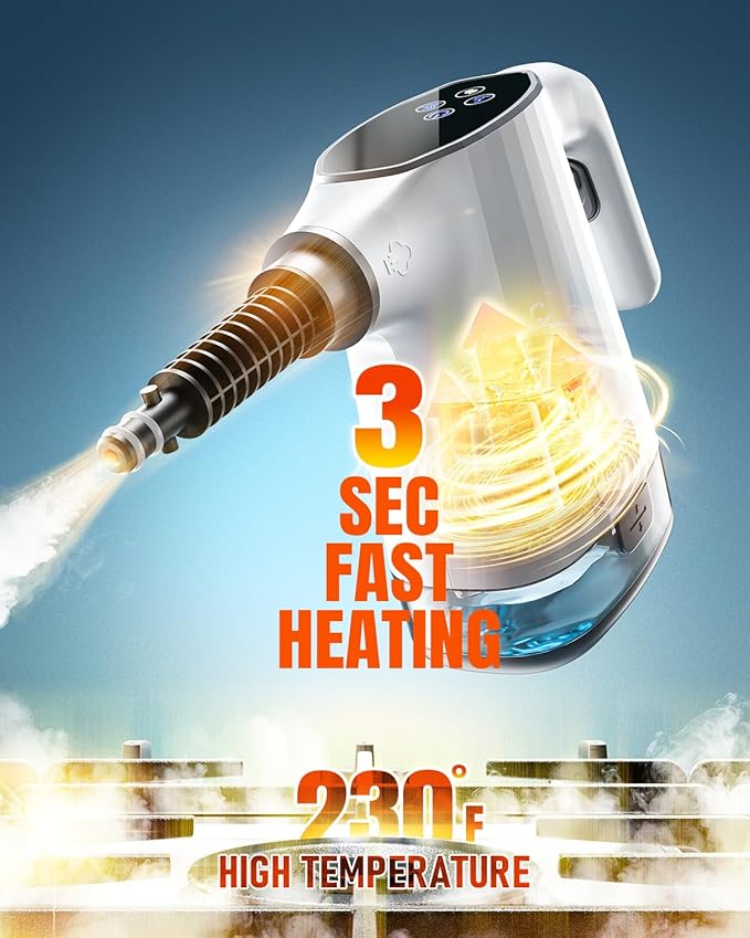 Handheld Steam Cleaner, 3s Fast Heat Pressurized Steam Cleaner, Upgrade 450ml Removable Water Tank, Lightweight Portable Steamer for Cleaning Home, Kitchen, Bathroom, Car, Tile, Easy Refill