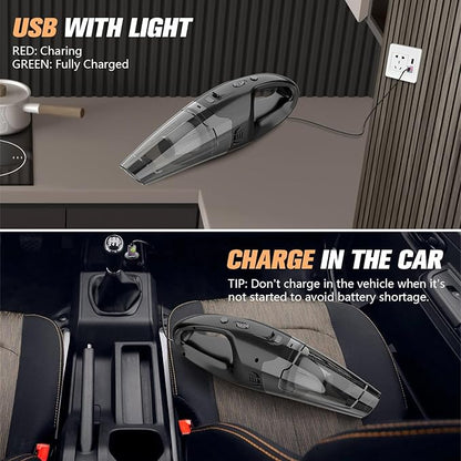 BSRCO Handheld Vacuum Cordless Rechargeable, 3-in-1 Car Vacuum Portable with LED Light & USB Charge, 1.65Lbs Lightweight Hand Vacuum Cleaner for Pet Hair, Home, Car Interior