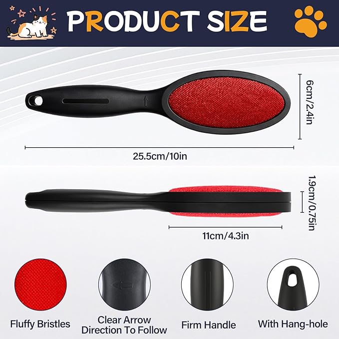 2 Pack Magic Lint Brush for Pet Hair, Double Sided Reusable Velvet Lint Remover for Clothes, Couch, Furniture & Upholstery, Dog & Cat Fur Cleaner, No Sticky Roller Refills Needed