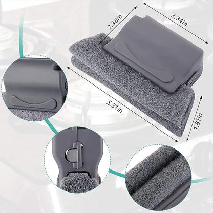 Magic Window Track Cleaner Tool Set - 3 Groove Gap Cleaning Brush + 2 Window Slot Clean Brush with Dustpan + 3 Replacement Cloth