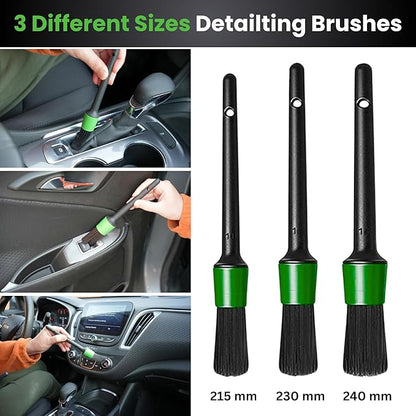 26Pcs Car Detailing Kit – Car Cleaning Kit, Car Wash Kit, Car Detailing Brush Set, Drill Brush Attachments for Cleaning, Car Cleaning Supplies for Interior, Exterior, Wheels, Green