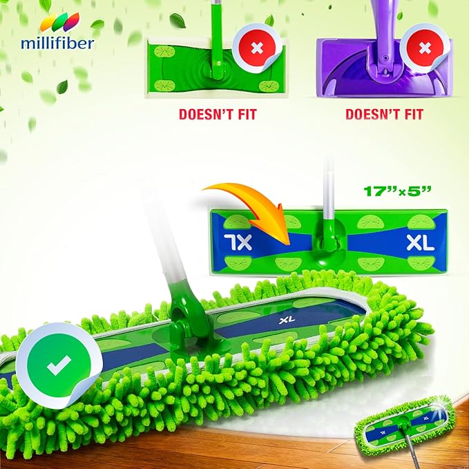 Millifiber X-Large Dust Mop Refill for Swiffer XL Mop (2 Pack) - Microfiber Pet Heavy Duty Dry Refills (Handle is Not Included)