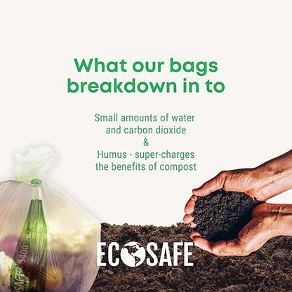 EcoSafe-6400 HB3339-85 Certified Compostable Bag - 33x39” Green Bags for 35 Gallon Bin - Extra Strong Leak, Puncture and Tear Resistant Food Scraps Bin Liners, Pack of 135