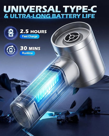 2026 Upgraded Handheld Car Vacuum, Cordless Car Vacuum Cleaner with 15000Pa Strong Suction, Brushless Motor & Filter, 7-in-1 Cleaning Kit, Type-C Charging for Home Office Car Pet (Silver)
