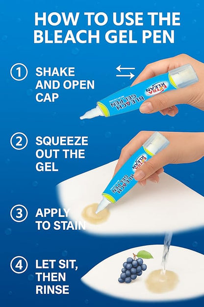 Bleach Gel Stain Remover Pen – Travel Size Toiletry for Clothing, Instant Spot Cleaner, Travel Essentials & Accessories