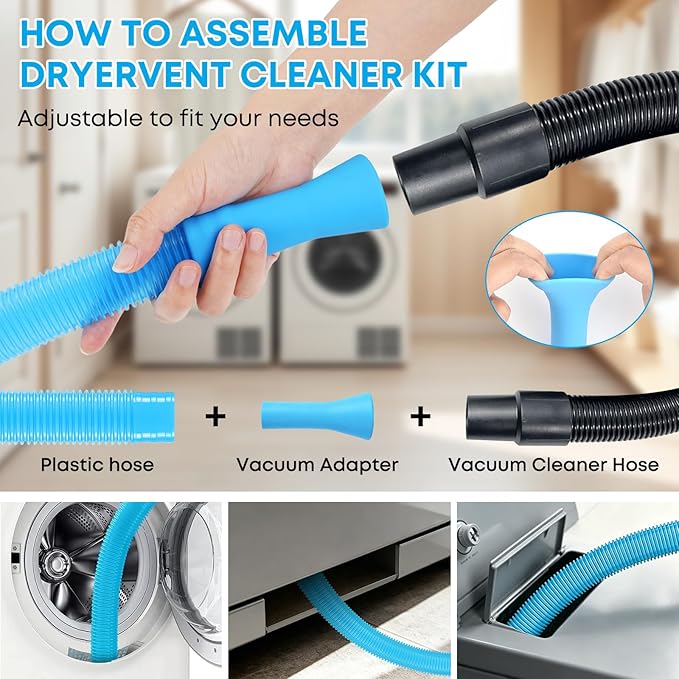 Dryer Vent Cleaner Kit - Long Dryer Vent Cleaning Brush with Lint Remover, Refrigerator Coil Cleaning Brush, Appliance Brush Set for Household Maintenance, AC Drain Radiator Grout Cleaning Tools