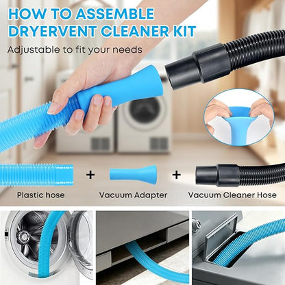 Dryer Vent Cleaner Kit - Long Dryer Vent Cleaning Brush with Lint Remover, Refrigerator Coil Cleaning Brush, Appliance Brush Set for Household Maintenance, AC Drain Radiator Grout Cleaning Tools