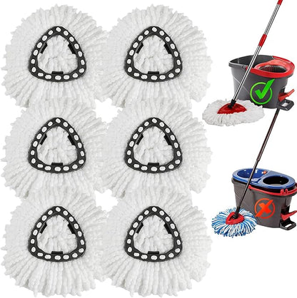 6 Pack Spin Mop Head Replacements,100% Microfiber Spin Mop Refill Compatible with OCeda Easywring 1-Tank System,360 Degree Spinning Mop Replace Head for Easy Cleaning Floor Mopping