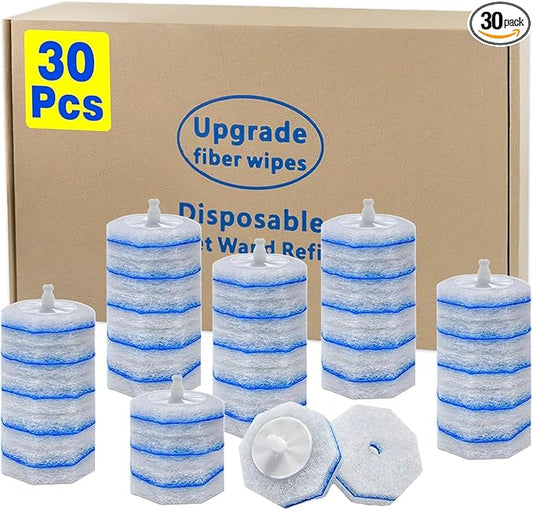 30 Count Toilet Bowl Wand Refills for Clorox, Disposable Toilet Bowl Wand Refill Compatible with Clorox Toilet Bowl Wand Clean System, Upgrade Fiber Bowl Cleaner Brush for Closestool Cleaning.