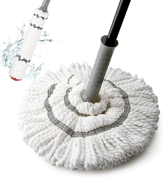 KeFanta Self-Wringing Twist Mops for Floor Cleaning, Microfiber Floor mop with 57 " Long Handle, Cotton Wet Mop for Hardwood Tile Kitchen Bathroom Patio Garage Commercial Household