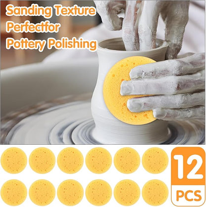 Ymapinc 12PCS Kitchen Sponges for Washing Dishes Round Natural Cleaning Sponge,Cellulose Eco-Friendly No Odor, Dusting, Cleaning Bathroom, 7 * 7cm