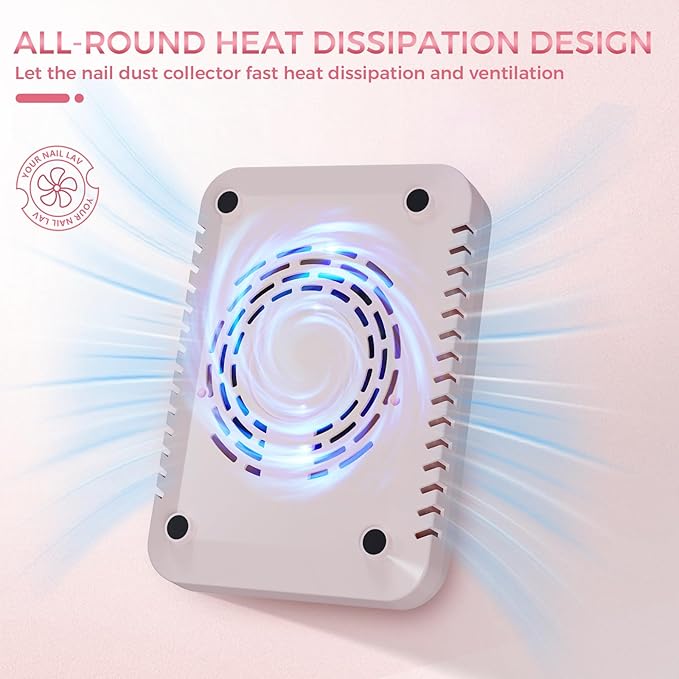 Nail Dust Collector for Nail Techs, Compact & Quiet Nail Vacuum dust Collector with Reusable Filter, Powerful Nail Fan Nail Tech Must Haves for Gel Polish, Pedicures, Salon & Home Use