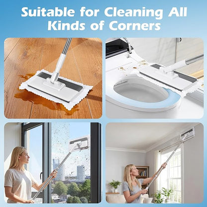 Masthome Clamp Mop Compatible with Swiffer Wet Jet Mops, 50" Stainless Steel Handle Mini Mop for Hardwood, Tile, Laminate, Marble, Wall, Window, Multi-Surface Floor Cleaning