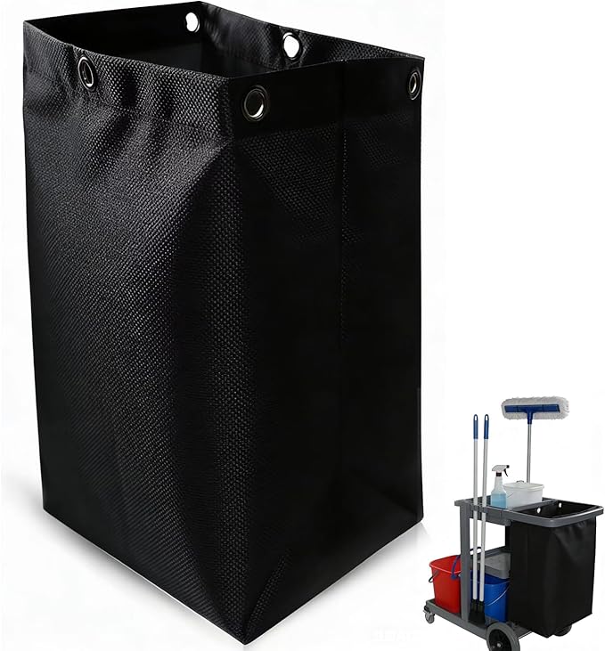 High Capacity Replacement Janitorial Cart Bag, Waterproof, Thickened Housekeeping Cart Cleaning Bag, 16 x 11 x 27 Inches