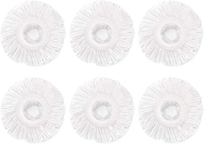 6 Pack Spin Mop Replacement Head for Hurrica, Mopnad, Cassabel and Other 360 Spin Mop Systems, Microfiber Spin Mop Refills (6pc-White)