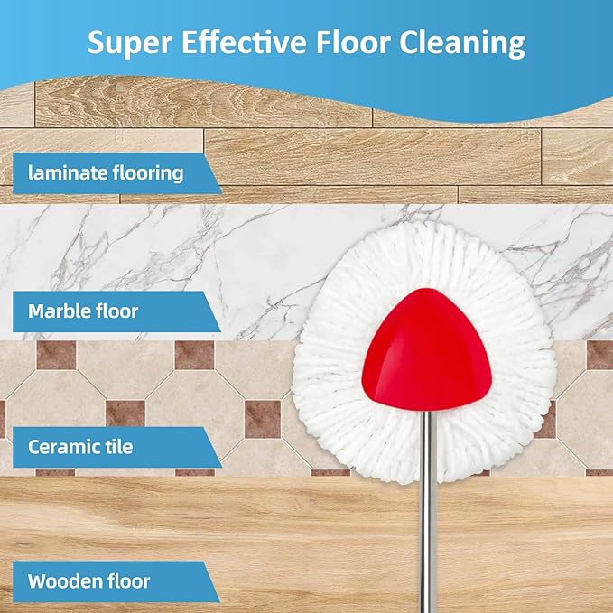 6 Pack Mop Heads Replacements for O-Cedar, Compatible with O Ceda EasyWring Spin Mop Replace Refills for Ocedar, Deep Cleaning Machine Washable and Easy-to-Replace