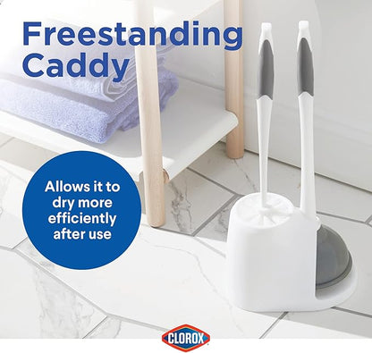 Clorox Toilet Plunger and Bowl Brush Combo with Caddy, 6.75 x 7 x 19.5 in, White/Gray (Pack of 12)