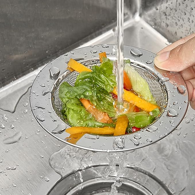 4.5 Inch Stainless Steel Sink Drain Strainer – Kitchen Sink Strainer Catches Food Debris & Hair – Fine Mesh Rustproof Filter Basket for Standard Kitchen Sinks, Easy Clean