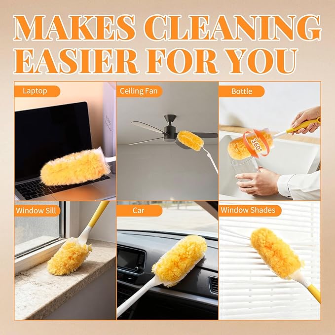 Duster Refill for Swiffer Duster, 30 Count Heavy Duty Duster Refills with 1 Handle, 360 Dusters Refills Kit, Disposable Dusters for Swiffer Duster Extended Handle for Cleaning