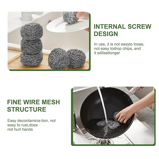 10 Pack Stainless Steel Scourers by for Dishes, Pots, Pans, and Ovens. Easy scouring for Tough Kitchen Cleaning
