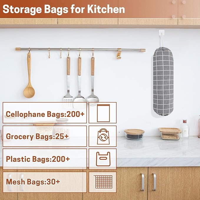 SWISSELITE 2Pcs Plastic Bag Holder, Reusable Plastic Bag Organizer Wall Mount, Large Grocery Bag Storage Dispenser, 22x9 IN
