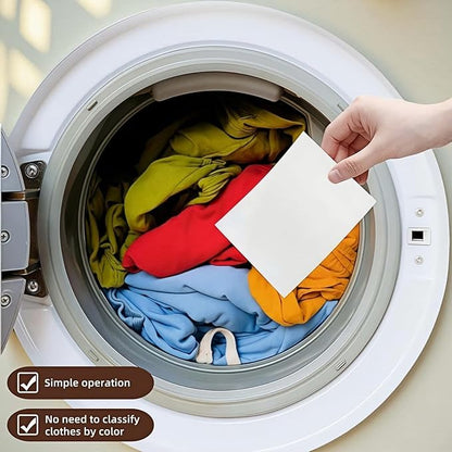 Color Catcher Sheets 24Pack - Prevents Color Bleeding, Stops Dye Transfer for Mixed Laundry, Baby Safe, No Sorting, Deep/Dark Colors, Washer Safe (White)