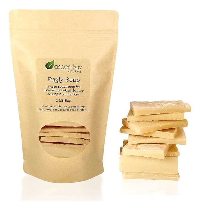 Aspen Kay Naturals - 1 Pound Bag of Fugly Soap, a Mixture of Dented & Imperfect Soap Bars, Soap Ends & Chunks. Natural & Organic Ingredients. (Aloe & Calendula)